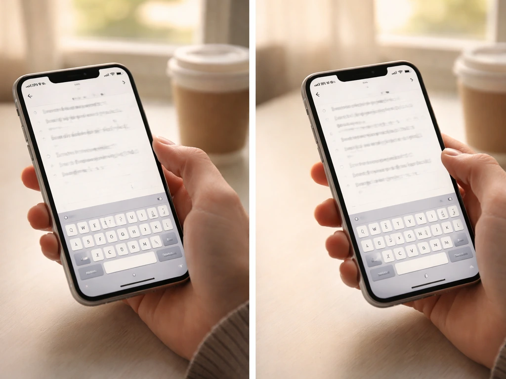 Two close-up iPhone-style notes screens showing sentences about being an early bird in present and past contexts.