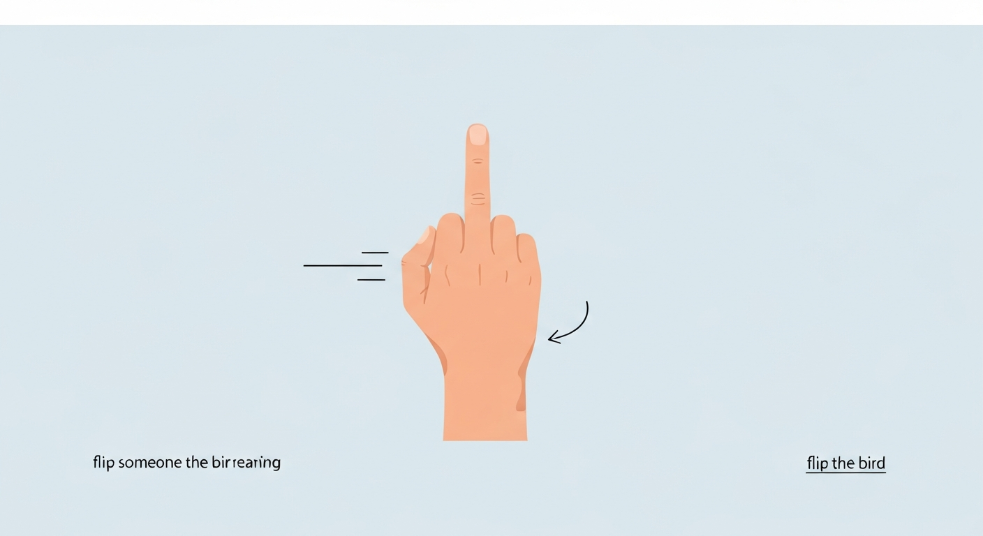 Stylized vector illustration of a hand making the middle-finger gesture with subtle motion lines.