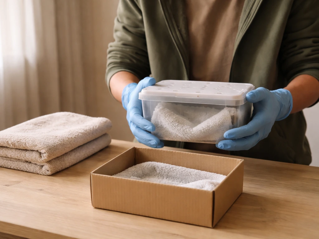 Wildlife rescuer holding a covered, warm container with supplies for an injured or burned bird